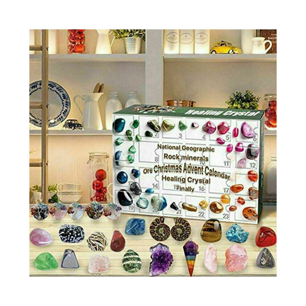 (#2) Christmas Countdown Calendars Healing Crystal Stone Advent Calendar