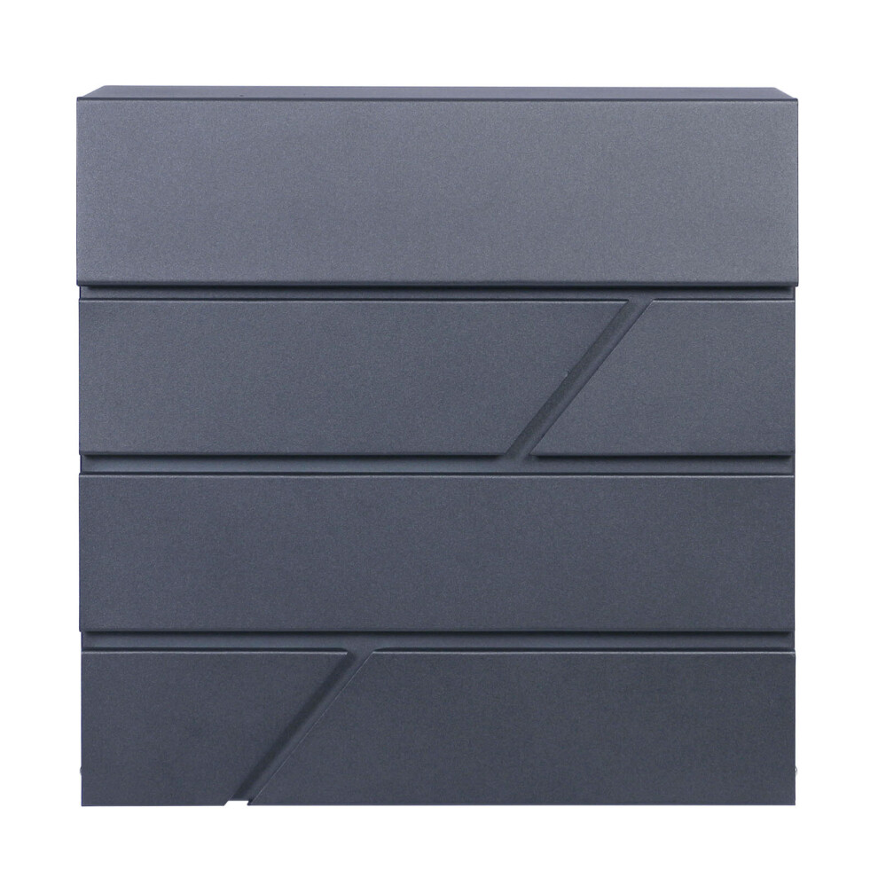 DWD Post Box Wall Mounted Lockable Grey Steel with Magazine Slot