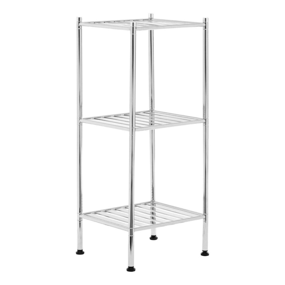 Premier Housewares 3 Tier Chrome Shelf Unit With Rubber Feet Black
