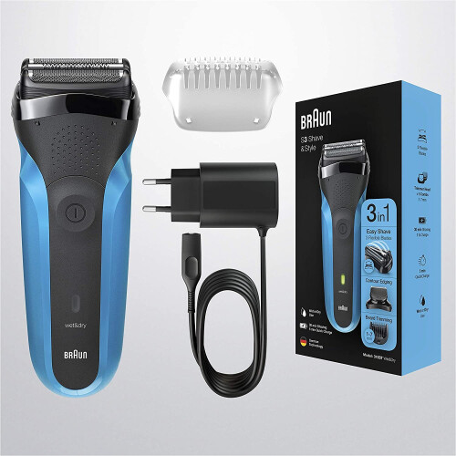 Braun Series 3 Men's Electric Shaver 3 in 1 Shave & Style, Beard Shaver for  Dry and Wet Use, 310 BT, Black / Blue on OnBuy
