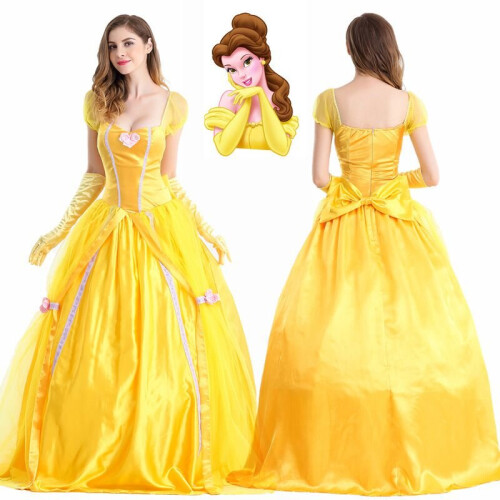 Adults Beauty and The Beast Belle Princess Halloween Costume Cosplay Fancy Dress on OnBuy