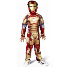 (#4 Gold Iron Man?2pcs?, S(100-120cm)) Halloween Kids Costume Super Hero Batman Superman Children Boy Girl Cosplay Suit