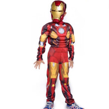 (#5 Red Iron Man?2pcs?, L(130-140cm)) Halloween Kids Costume Super Hero Batman Superman Children Boy Girl Cosplay Suit