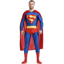 (Adult 3XL) Hero Superman Superhero Christopher Reeve Red Jumpsuit Halloween Cosplay Costume