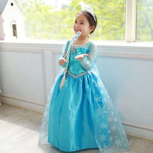 4 Elsa Dress D Blue Sleeve 3 4 Years Frozen Girls Kids Elsa