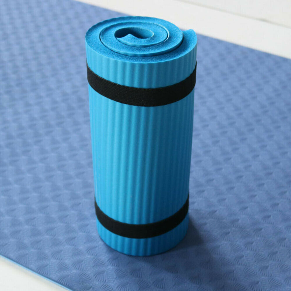 (Blue) 15mm Thick Yoga Mat Gym Workout Fitness Pilates Wome Exercise Mat Non Slip Pad