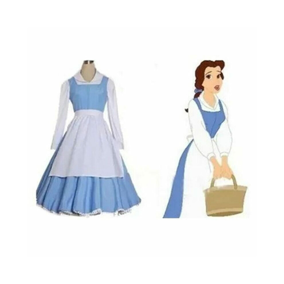 Beauty And The Beast Belle Blue Maid Dress Women Halloween Cosplay Costume  on OnBuy