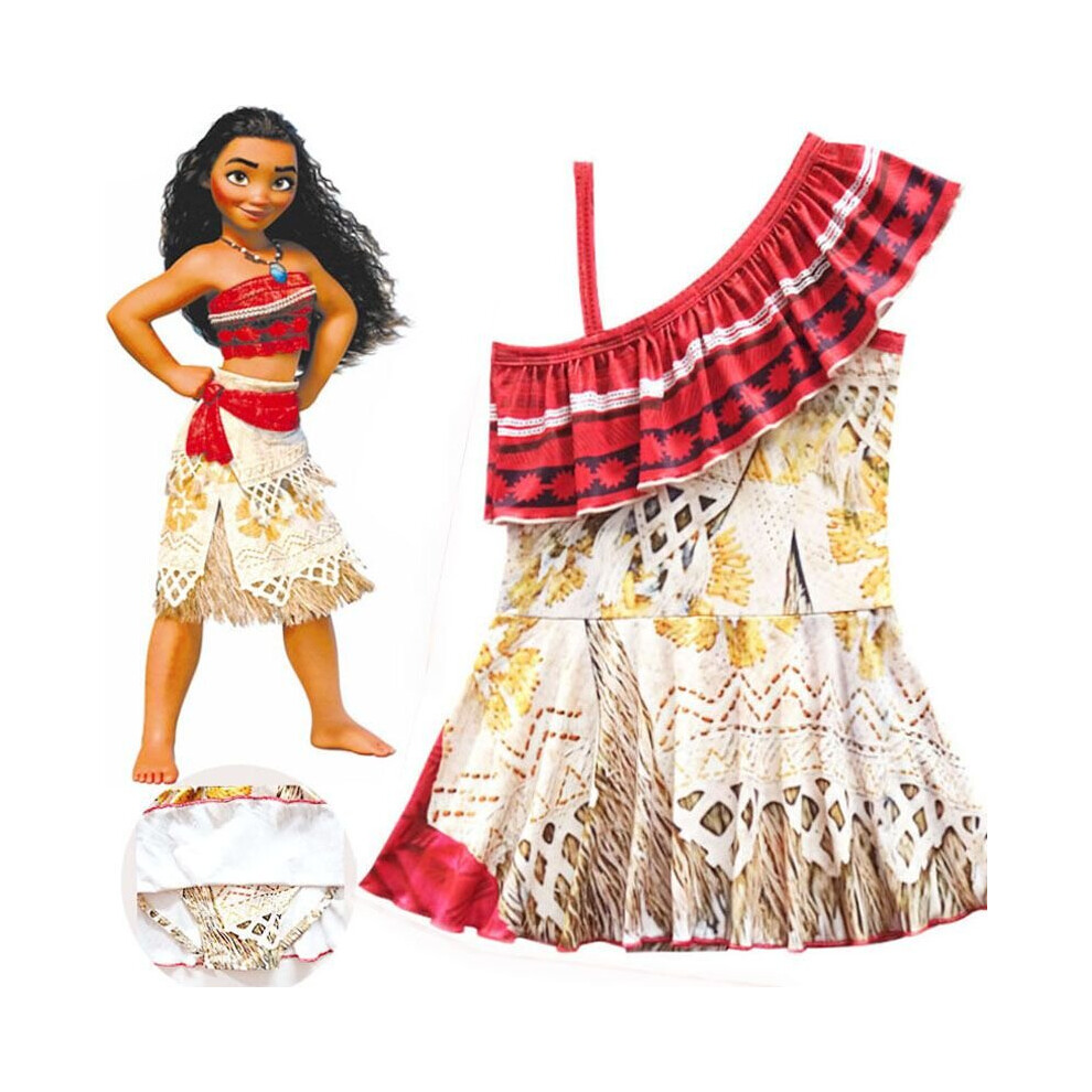 (E, 3-4Years?100Cm?) Kids Moana Hawaiian Princess Girls Party Cosplay Fancy Dress Costume Swimwear Multicoloured