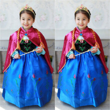 (#8 Anna Dress C Rose Red & Blue, 4-5 Years) Frozen Girls Kids Elsa Fancy Dress Costume Princess Anna Party Dresses Cosplay Outfits