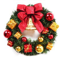(E) Merry Christmas Wreath Garland Xmas Front Door Wall Decoration Bell Ornament