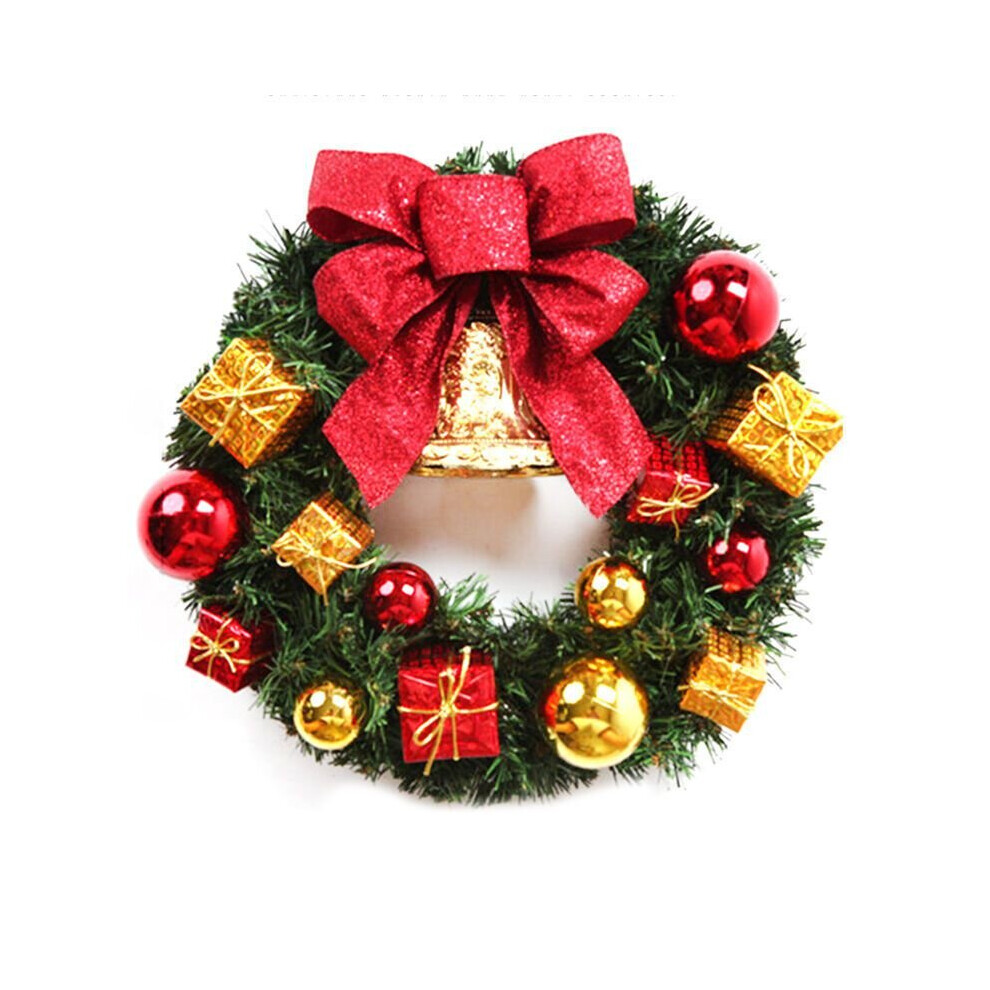 (E) Merry Christmas Wreath Garland Xmas Front Door Wall Decoration Bell Ornament