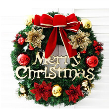 (A) Merry Christmas Wreath Garland Xmas Front Door Wall Decoration Bell Ornament