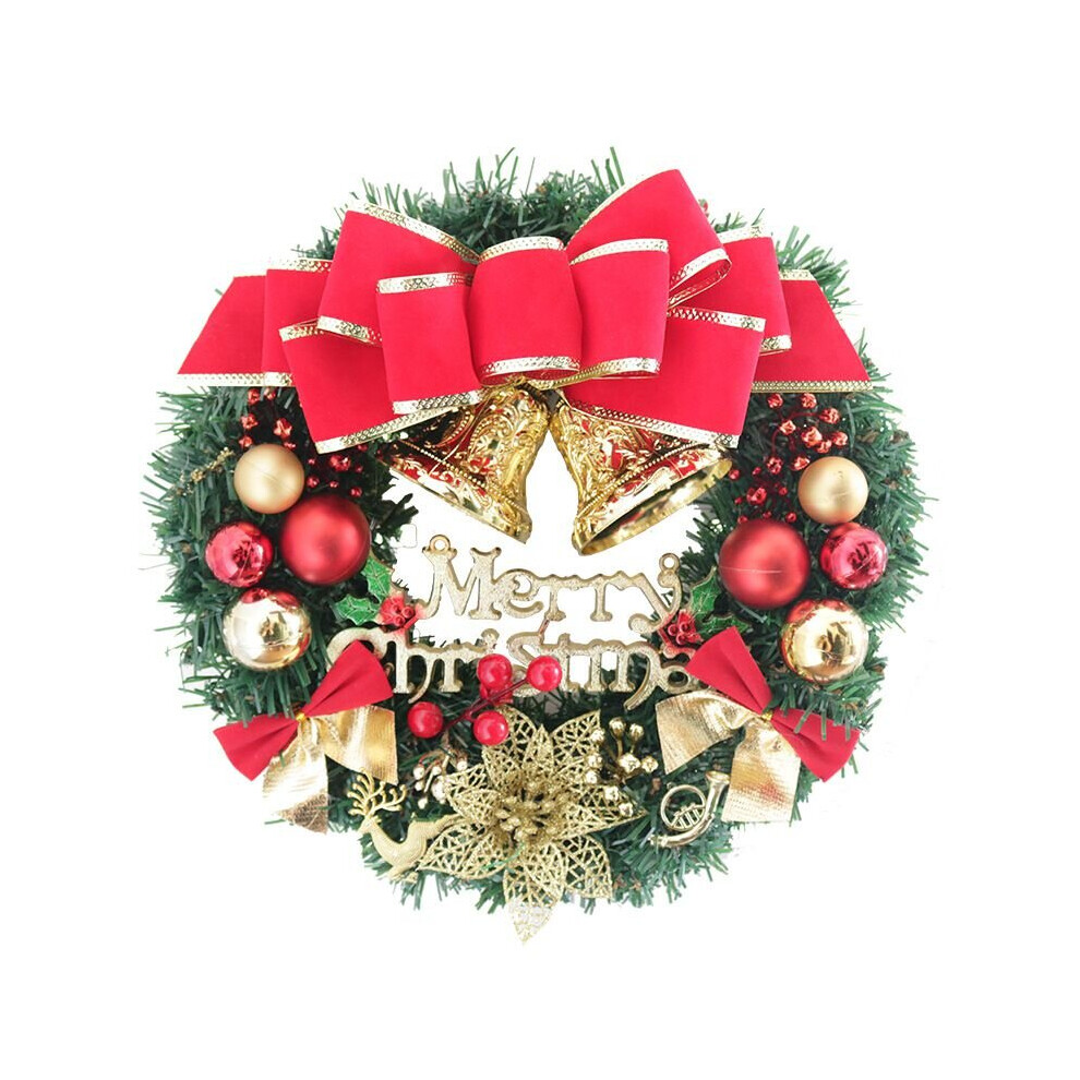 (B) Merry Christmas Wreath Garland Xmas Front Door Wall Decoration Bell Ornament