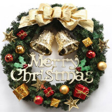 (C) Merry Christmas Wreath Garland Xmas Front Door Wall Decoration Bell Ornament