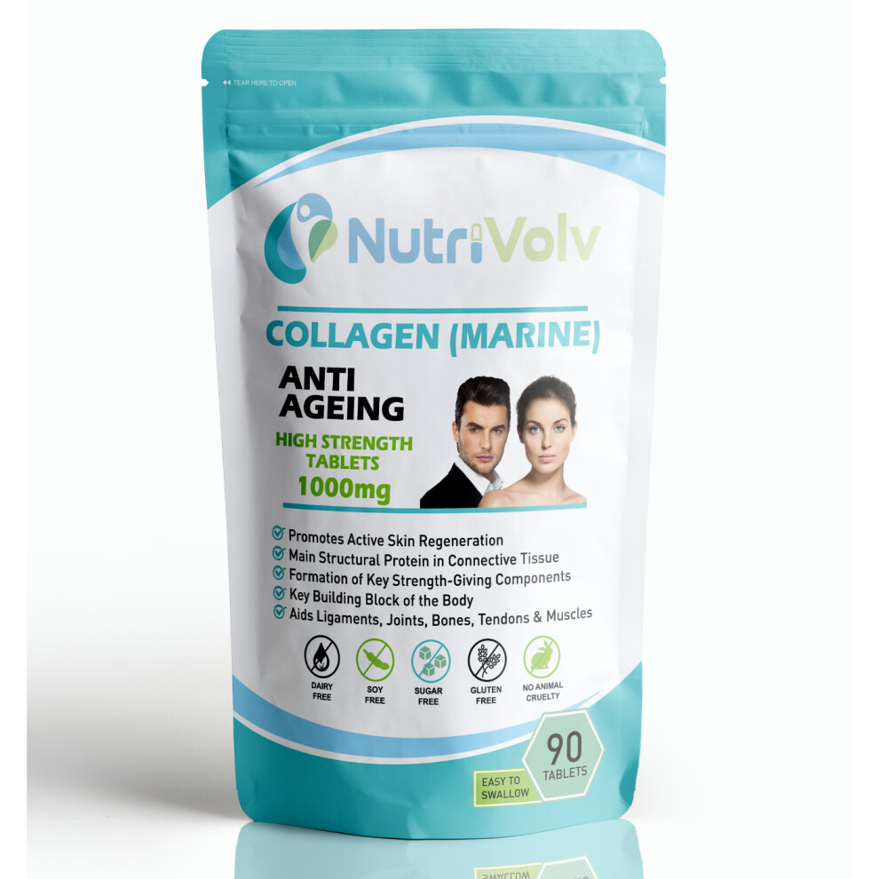 Collagen (Marine) 1000mg - 90 Tablets - Skin Anti Ageing Tissue Joints Bones