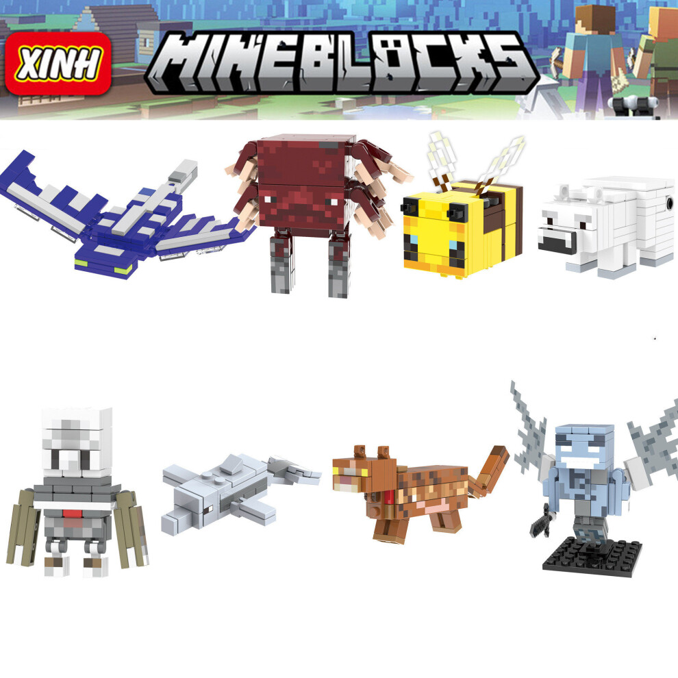 8PCS Minecraft Games Phantom Strider Bee Polar Bear Toys