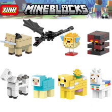Zestaw 8 sztuk zabawek Minecraft: alpaka, koń szkieletowy, Smok Endera
