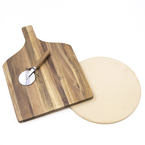 Blackmoor 3-Piece Pizza Set | Pizza Stone, Serving Board & Cutter