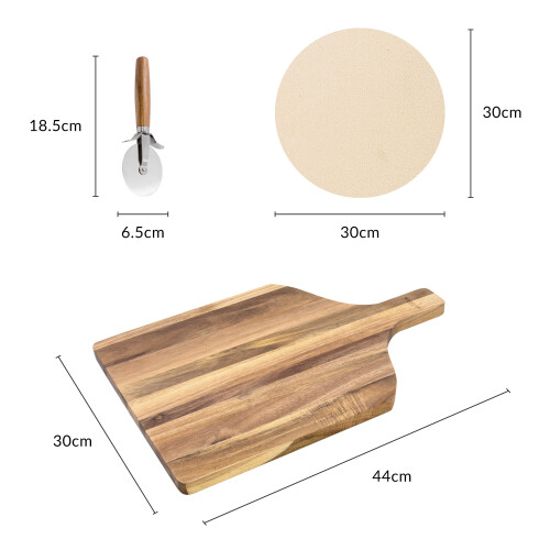 Blackmoor 3-Piece Pizza Set | Pizza Stone, Serving Board & Cutter 1