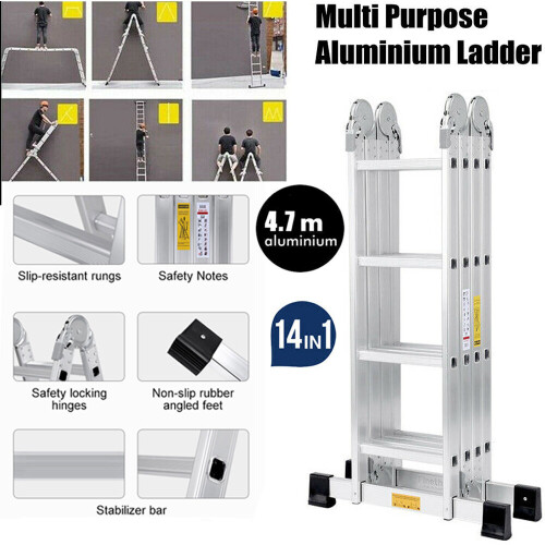 Heavy Duty 4.7 M Multi-Purpose Folding Ladder Aluminium Step Ladder