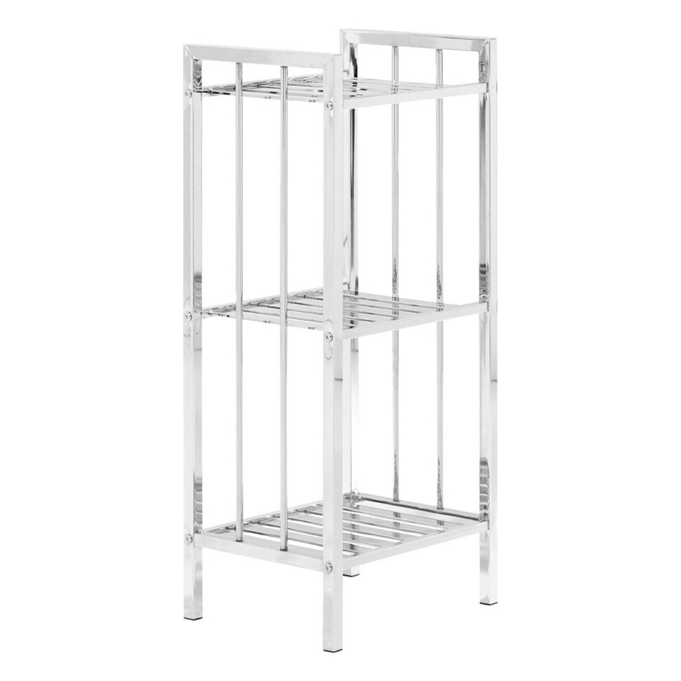 Premier Housewares 3 Tier Chrome Shelf Unit With Slatted Sides