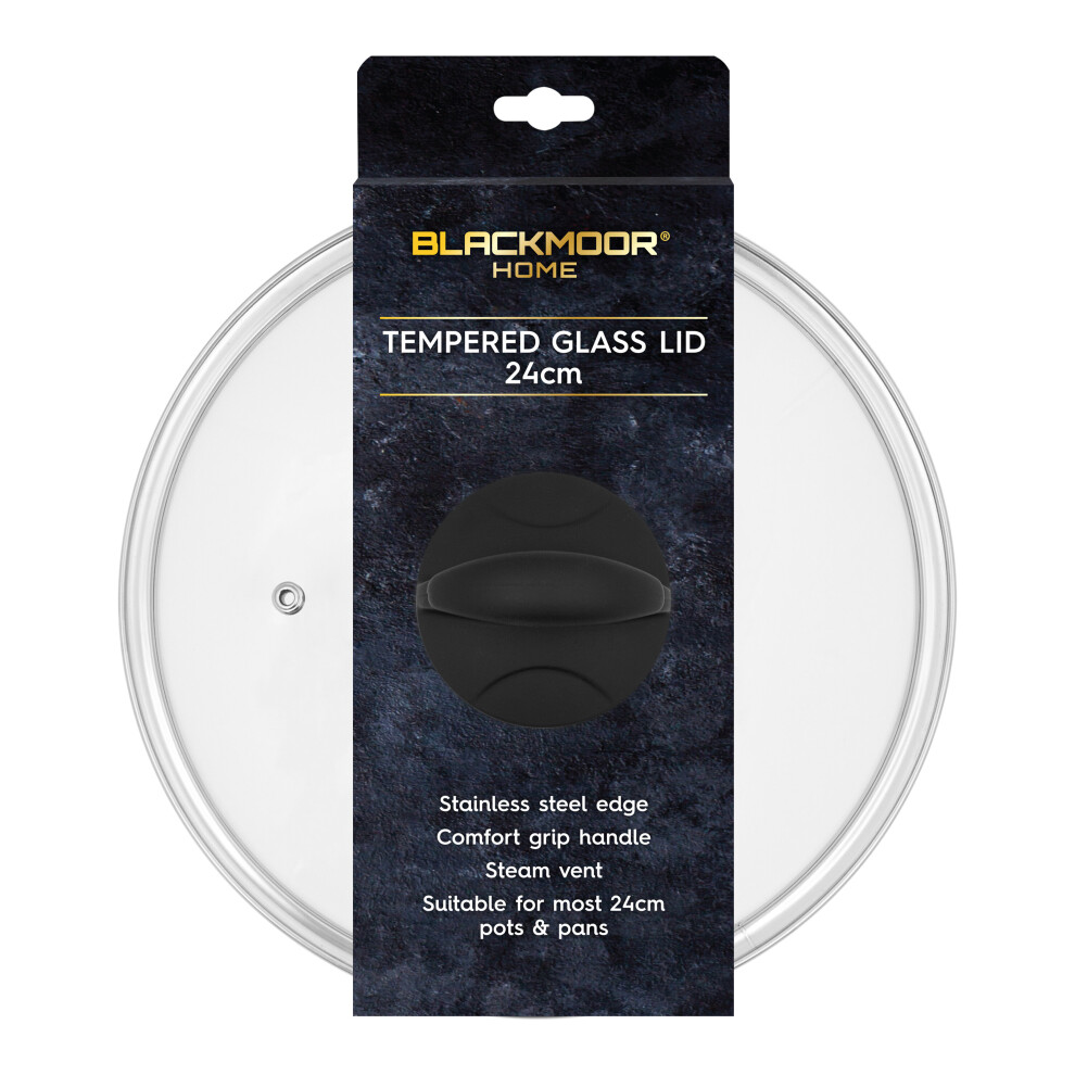 Blackmoor Home 67159 24cm Tempered Glass Pan Lid / Soft Touch Handle