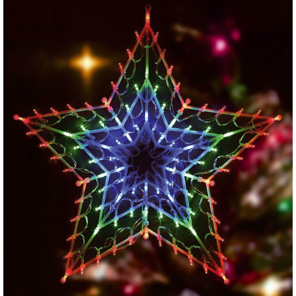 100 Led Christmas Xmas Multi Coloured Star Silhouette Window Decoration Lights