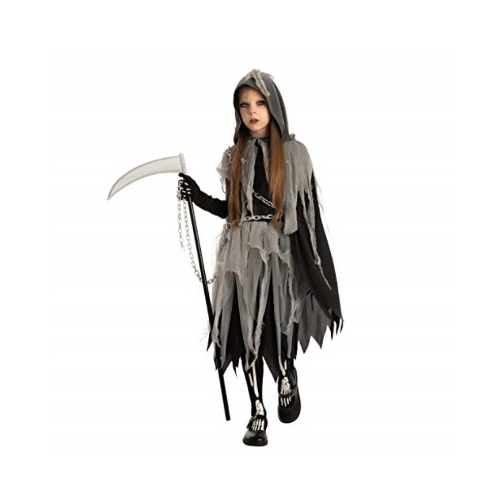 Photos - Fancy Dress Grim Reaper Girl Costume Glow in The Dark for Halloween ) Black Black 20254(Large(10-12 yr)