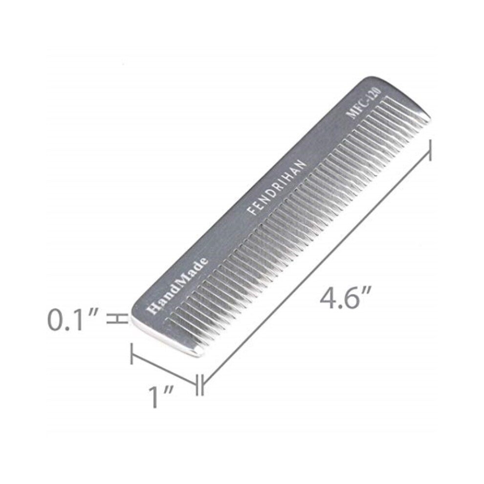 Fendrihan Small 4.6 Sturdy Metal Fine Tooth Barber Pocket Grooming Comb
