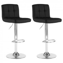 Neo 2x Black Faux Leather Cuban Swivel Bar Stools