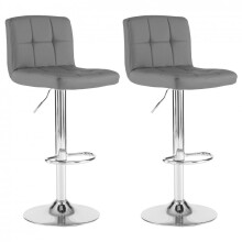Neo 2x Dark Grey Faux Leather Cuban Swivel Bar Stools