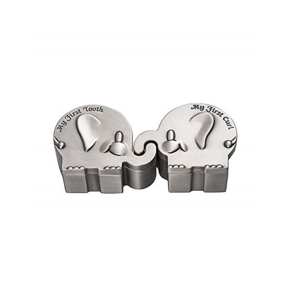 Kids First Curl And Fairy Tooth Keepsake Box Christening Gift Keepsake Tin For Newborn Gift Shower Metallic Engraved Elephant Shape 2.4 X 1.6 X Feyarl
