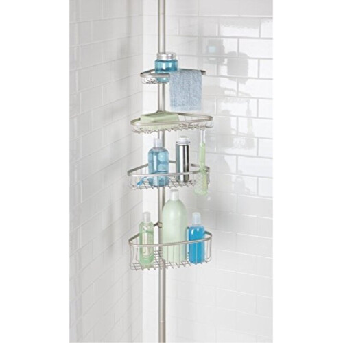 mDesign 0391MDBA Bathroom Shower Storage Constant Tension Corner Pole Caddy on OnBuy