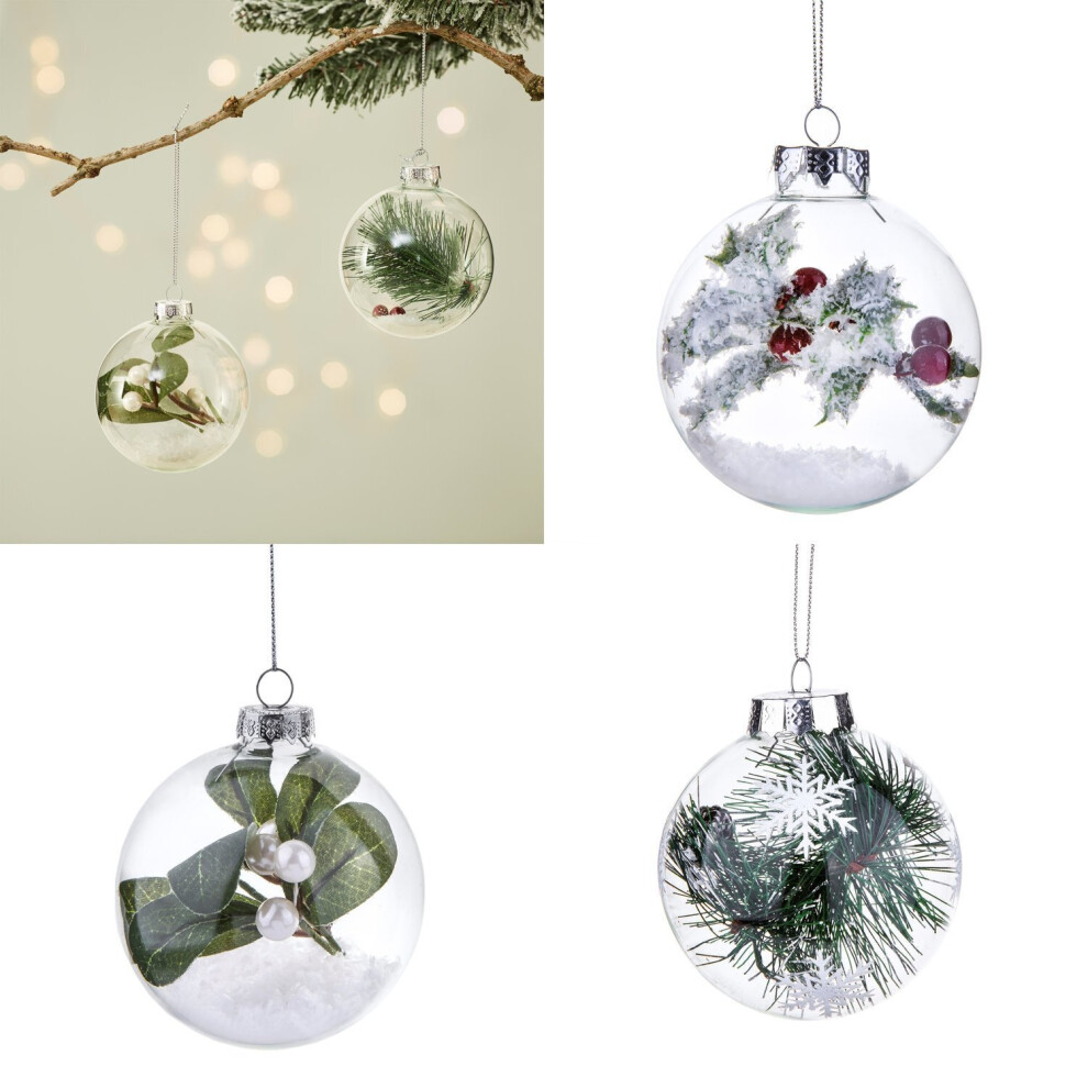 Set of Three Large Glass Christmas Tree Baubles