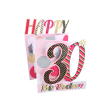 30th Birthday Female 3D Cutting Edge Birthday Card Glittered Greeting Cards