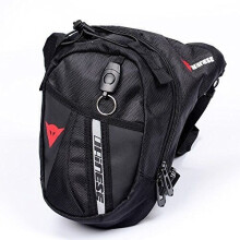 (Blackred) Men waterproof Nylon Motorcycle Riding Belt Bum Fanny Pack Waist Leg Drop Bag