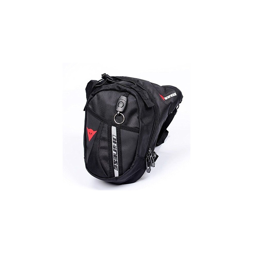 (Blackred) Men Waterproof Nylon Motorcycle Riding Belt Bum Fanny Pack Waist Leg Drop Bag Black