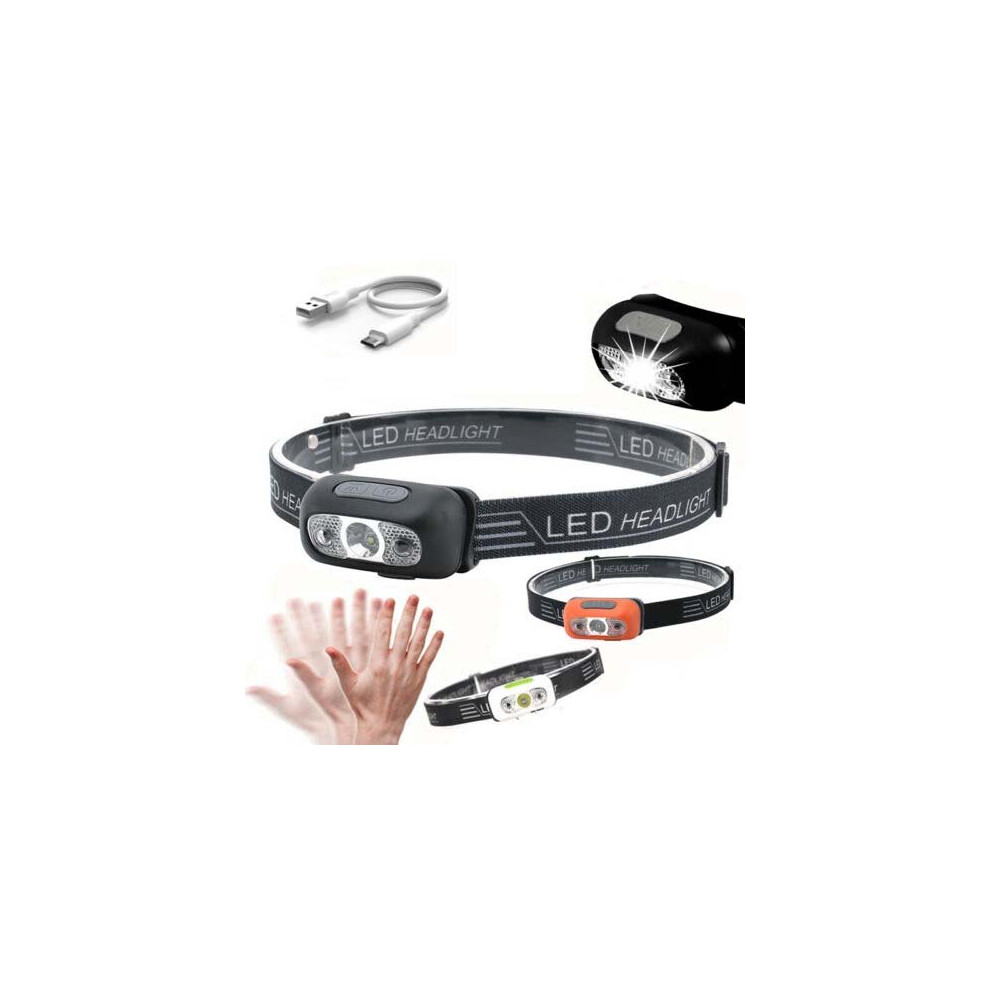 (Black) LED Motion Sensor Headlamp Headlight USB Rechargeable-image-OPC-P8JH8DK-NEW