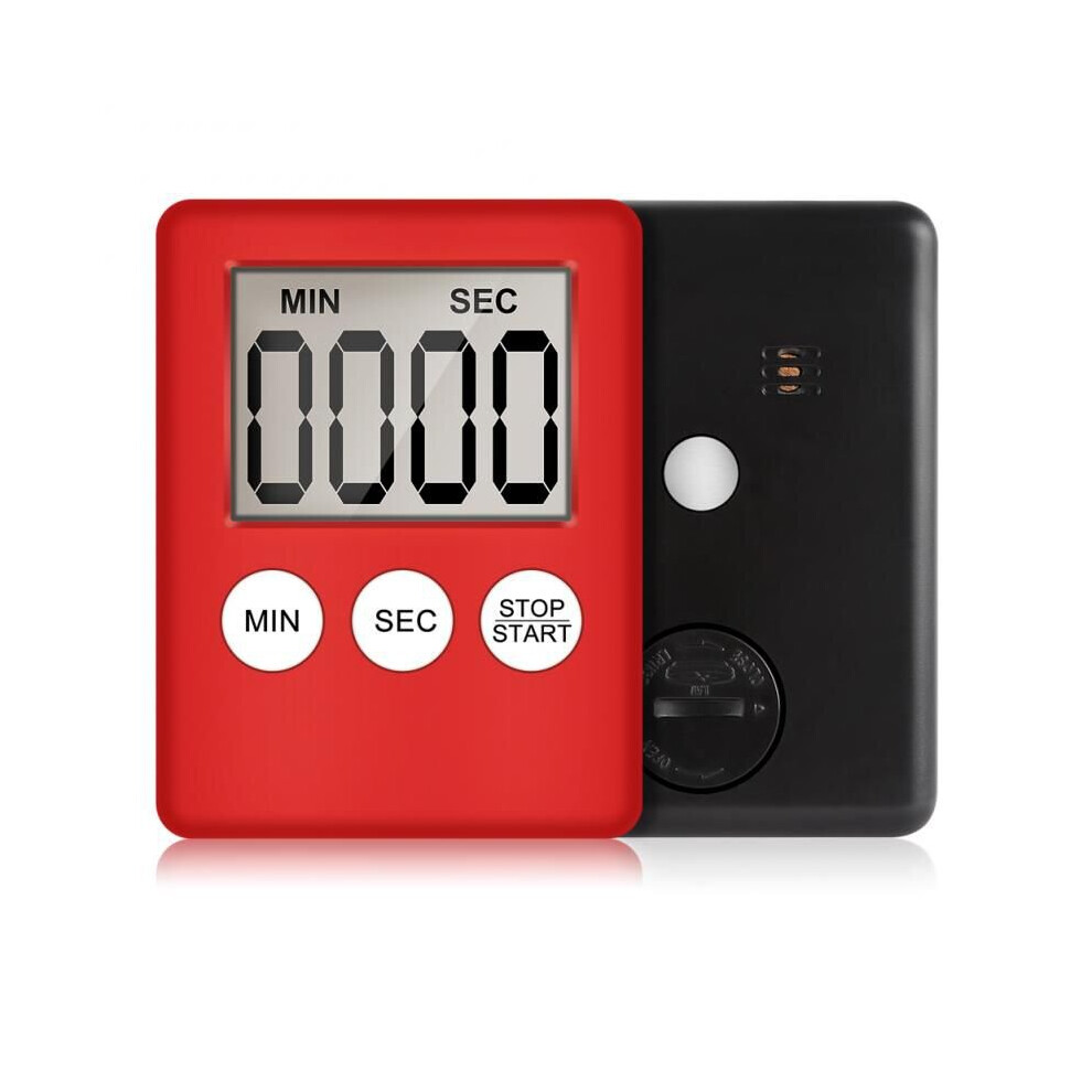 (Red) Magnetic Large LCD Digital Kitchen Timer Count-Down Up Clock Cooking Loud Alarm