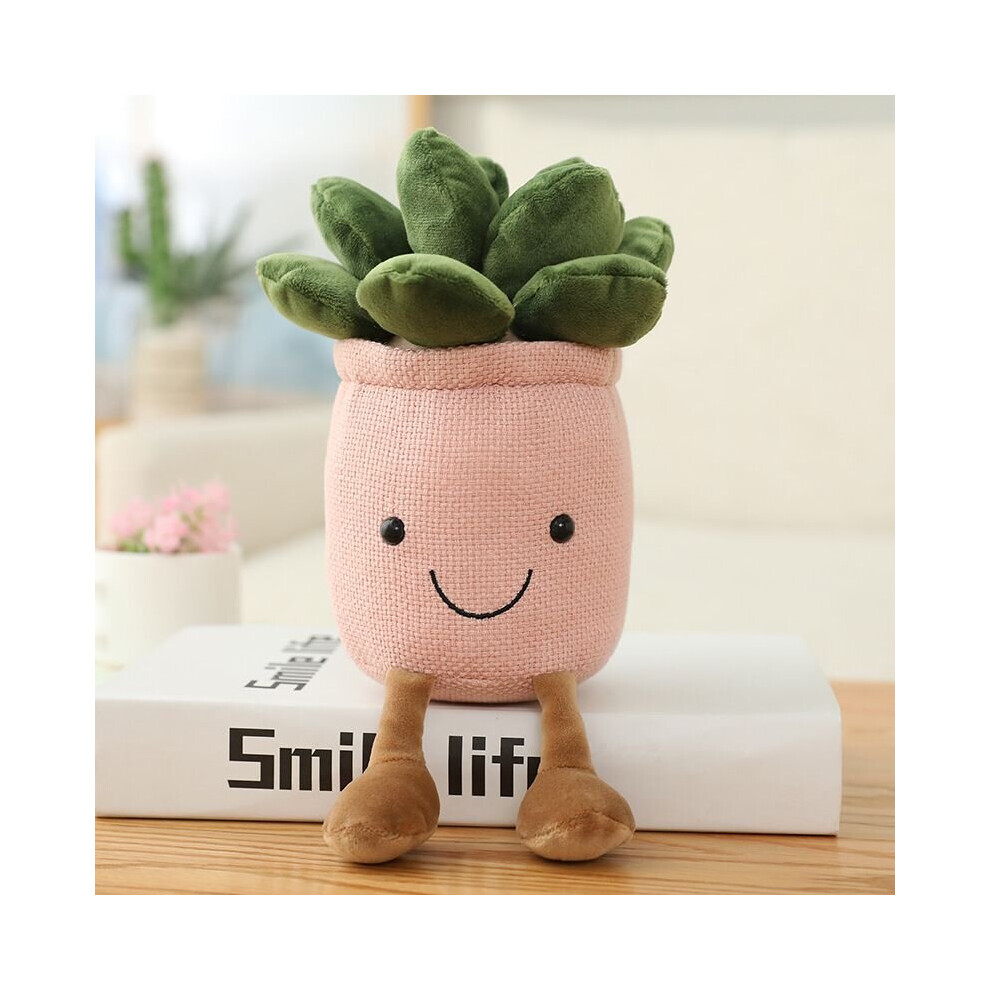 (Pink) Lifelike Succulent Plants Plush Stuffed Toys Soft Doll Potted Flowers Decoration