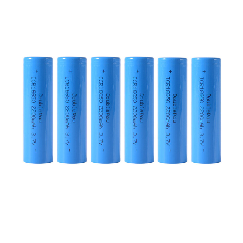 Jardiboutique 6X 3.7V 2200Mah 18650 Rechargeable Li-Ion Battery Flat Top For Flashlight
