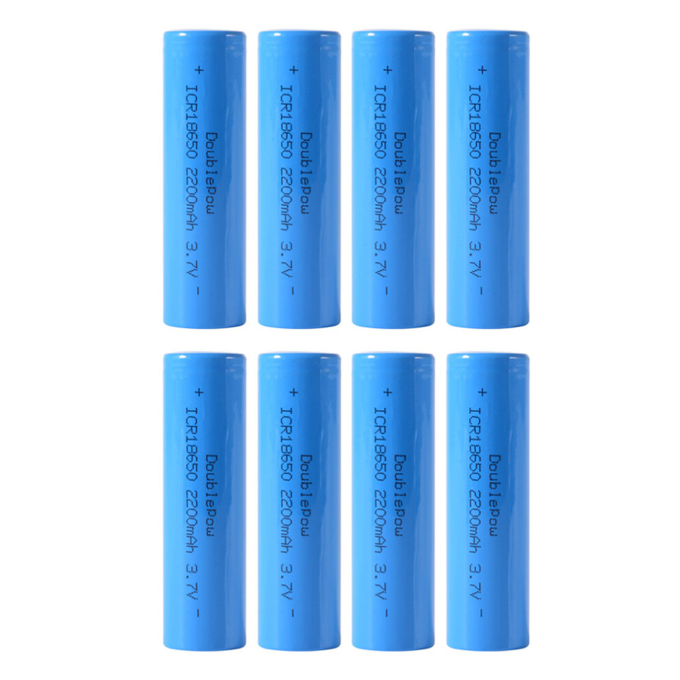 8x 3.7V 2200mAh 18650 Rechargeable Li-ion Battery Flat Top for Flashlight