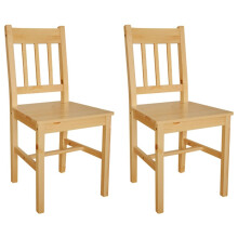 vidaXL 2x Dining Chairs Wood Natural Colour Kitchen Living Room Furniture Seat