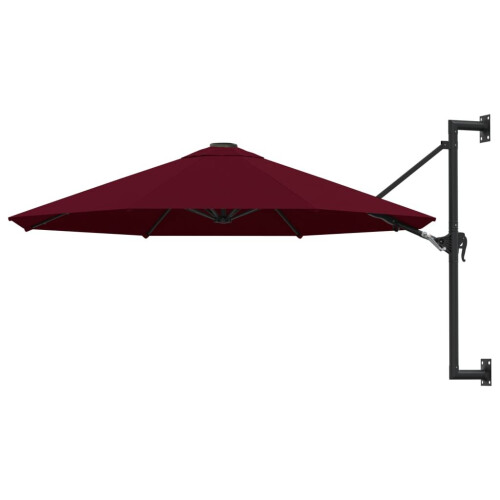vidaXL Burgundy Wall-Mounted Garden Parasol with Tilt, 8-Rib Crank, 300x131 cm | 47298