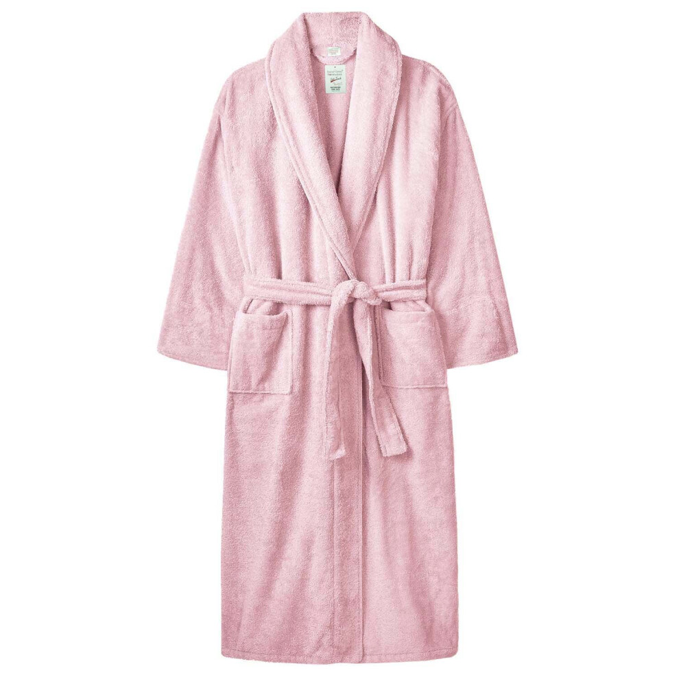 (Baby Pink) Luxury Mens Ladies Terry Toweling Bathrobe Unisex 100% Soft Cotton Dressing Gown