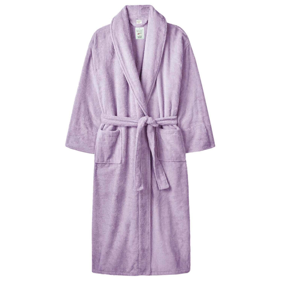 (Lilac) Luxury Mens Ladies Terry Toweling Bathrobe Unisex 100% Soft Cotton Dressing Gown