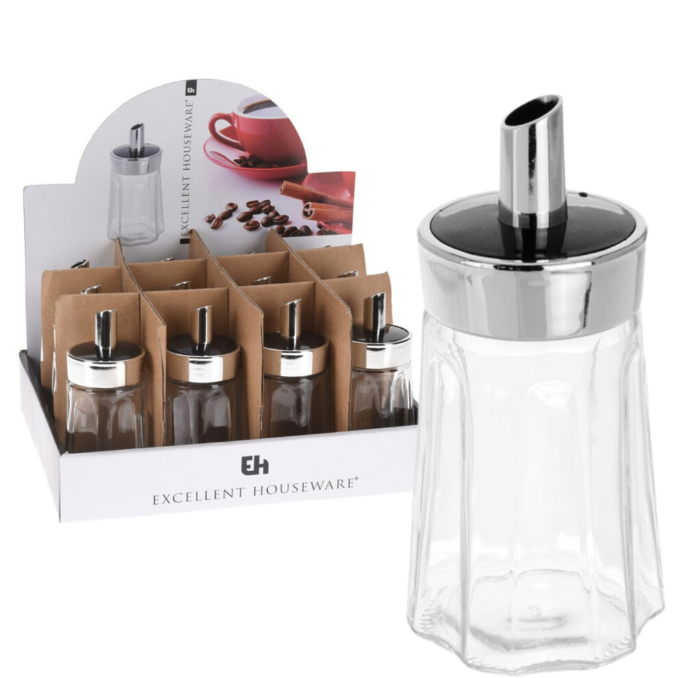 (Set of 12) GEEZY Retro Glass Sugar Dispenser Pourer Decanter Cafe Bistro Restaurant Shaker Bowl