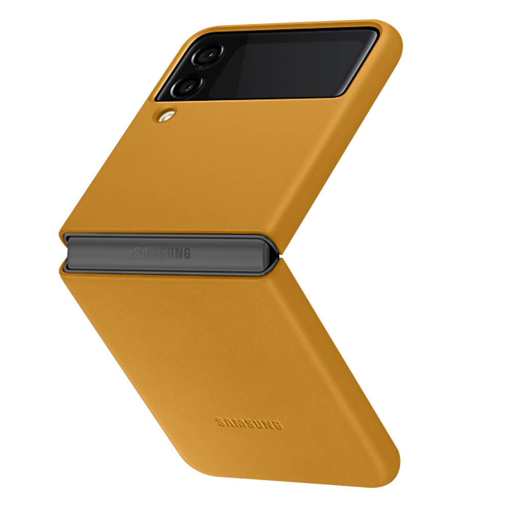 Case For Samsung Z Flip 3 5G Ultra-Thin And Soft Samsung Leather Case Yellow 8806092632943