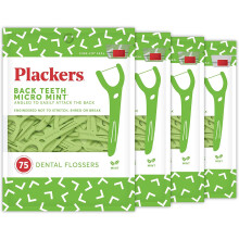 Plackers Back Teeth Micro Mint  75 Count (Pack of 4)