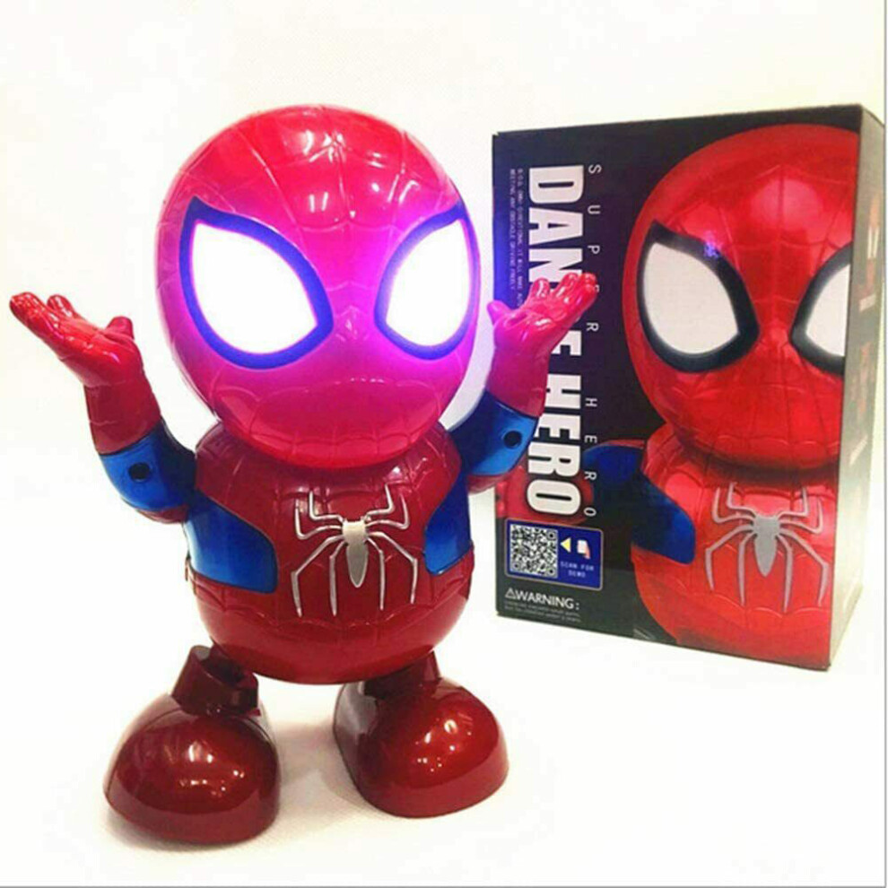 (Spider Man) The Avengers Action Figure Dance Hero Robot Toy Dancing Music With Sound Gift Light